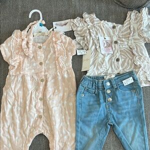 Stylish Baby Outfit Set - Peach and Blue